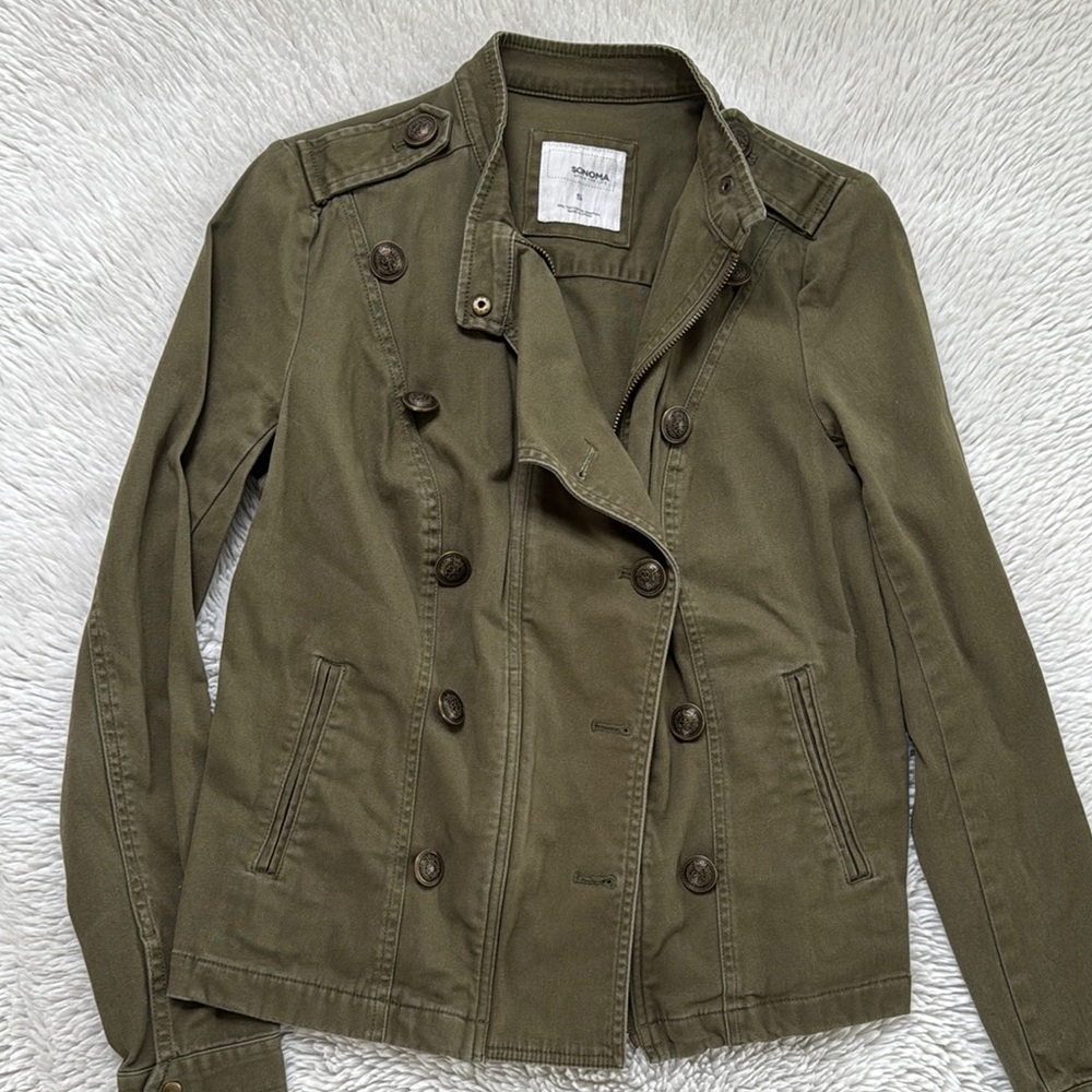 Olive Green Double-Breasted Women's Jacket